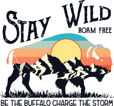 W4Mx Retro Stay Wild Roam Free The Buffalo Charge The Storm Doddie Hoodie