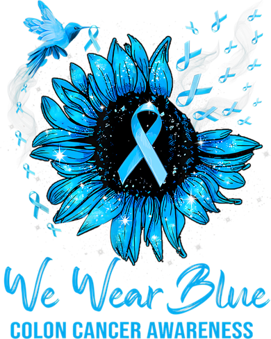 We Wear Blue Colon Cancer Awareness Ribbon Sunflower Gift Bucket Hat