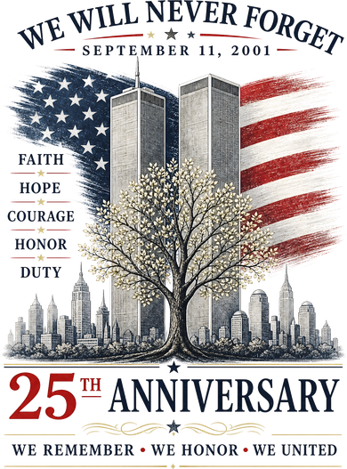 We Will Never Forget September 11 2001 25th Anniversary Tribute Coaster