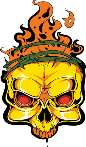 Rage Of Fire Faming Skull Creepy Skeleton Kids T-Shirt