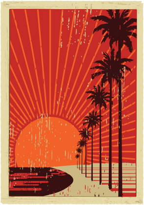 Vintage California Poster Sunset Beach Tumbler