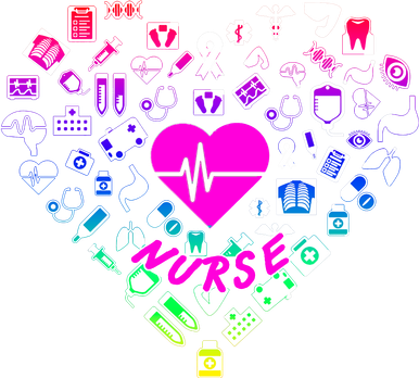 Love Nursing Rainbow Heart Collage T-Shirt