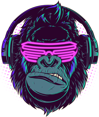 Retro Neon Hipster Gorilla Ape Women's Hoodie