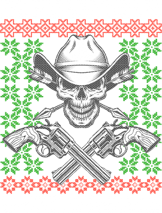 Cool Cowboy Skull Ugly Christmas Sweater Polo