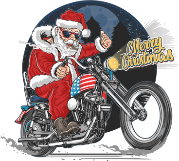 Cool American Flag Motorcycle Santa Claus Women's Long Sleeve Shirt