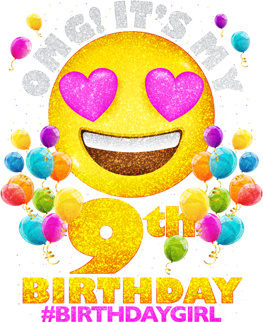 Cute OMG It's My 9th Birthday #BirthdayGirl Emoji Kids T-Shirt