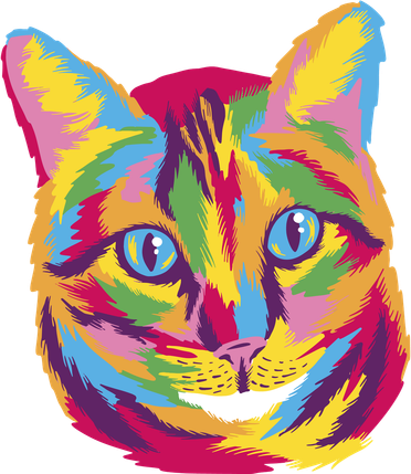 Colorful Cute Kitten Face Ceramic Ornament