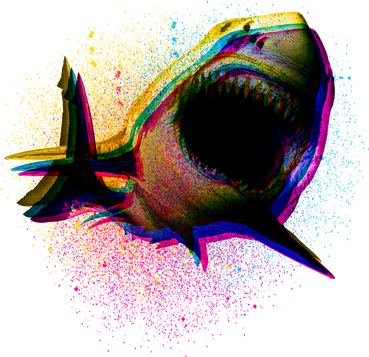 Cool Colorful CMYK Paint Spatter Shark Kids Long Sleeve Shirt