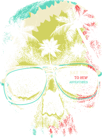 Cool Say Yes To New Adventures Tropical Grunge Skull Kids T-Shirt