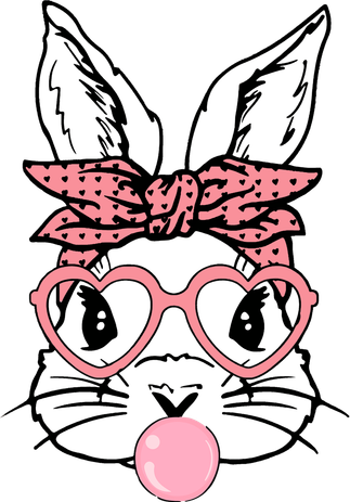 Cute Bunny With Bandana Heart Glasses Bubblegum Easter Day Women's Sweatshirt