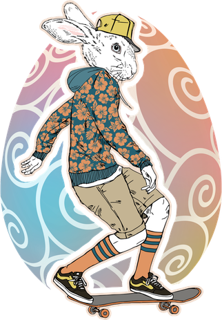 Funny Skateboarding Easter Bunny Rabbit Toddler Long Sleeve