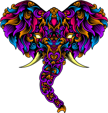 Save The Elephants Ornate Colorful Elephant Head Doggie Tank