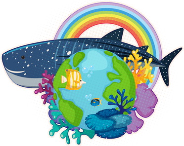 Colorful Earth Day Ocean Sea Life Women's Long Sleeve Shirt
