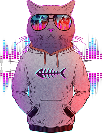 Cool Retro Hipster Hip Hop Music Cat Kids Hoodie