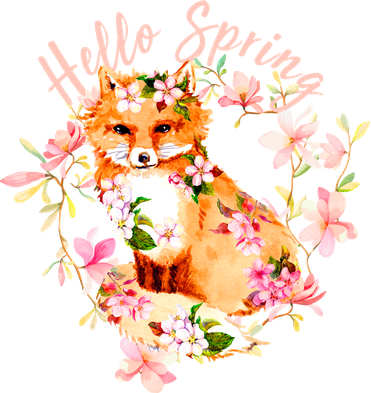 Cute Hello Spring Flower Fox Women's Sweatshirt