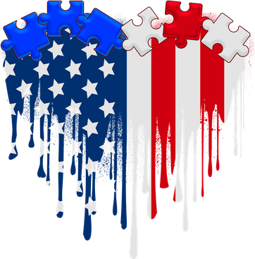USA American Flag Puzzle Heart Toddler Long Sleeve