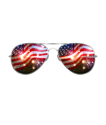 USA American Flag Fireworks Fox Button