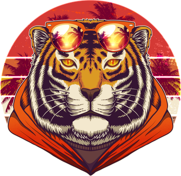 Retro Tropical Palm Tree Hipster Tiger Kids Hoodie