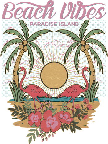 Vintage Tropical Beach Vibes Paradise Island Button