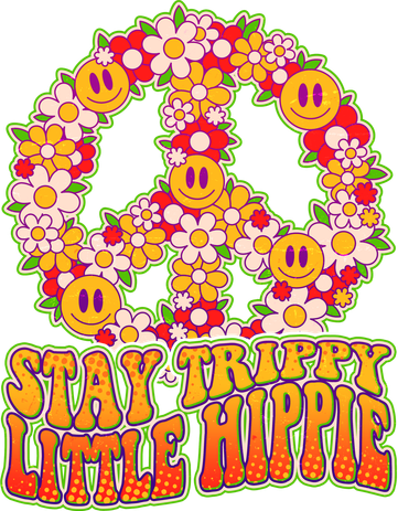 Funny Retro Sixties 60's Stay Trippy Little Hippie Peace Toddler Hoodie