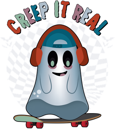 Funny Halloween Creep It Real Skateboarding Ghost Toddler Hoodie