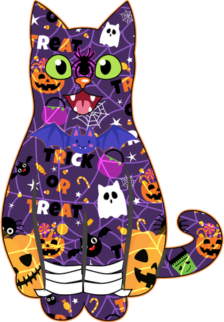 Spooky Cute Halloween Pattern Kitty Cat Ceramic Ornament