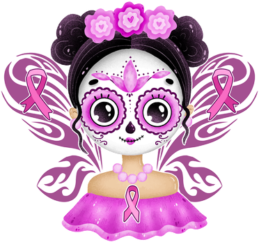 Cute Breast Cancer Awareness Sugar Skull Girl Women's Sweatshirt