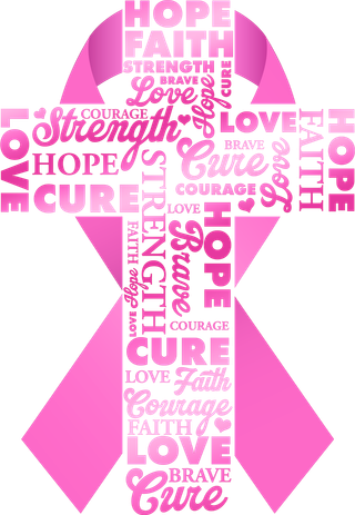 Breast Cancer Awareness Word Text Art Ribbon Cross Women's Long Sleeve Shirt