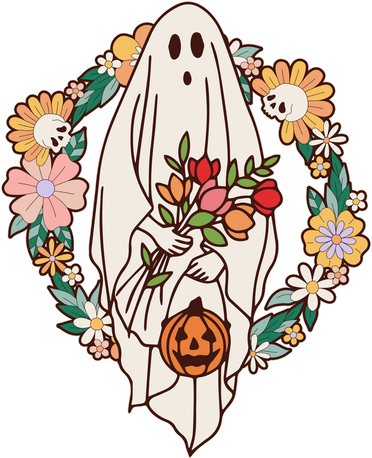 Halloween Creepy Cute Boho Flower Ghost Women's Sweatshirt
