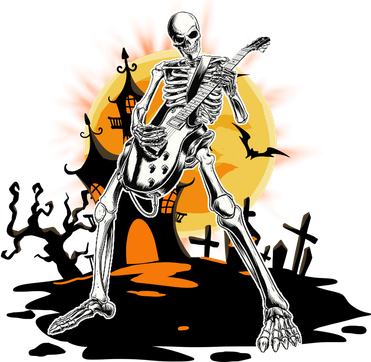 Skeleton Guitar Halloween Spooky Button