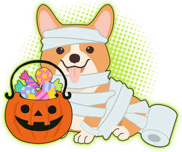 Cute Halloween Mummy Welsh Corgi And Pumpkin Candy Kids Sweatshirt