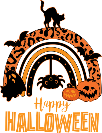 Happy Halloween Orange Patterned Rainbow Toddler Long Sleeve
