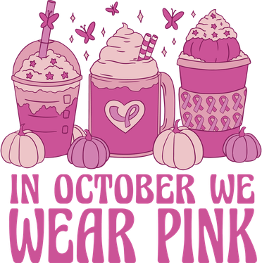 In October We Wear Pink Autumn Pumpkin Coffee Polo