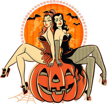 Sexy Retro Halloween Pinup Girls T-Shirt