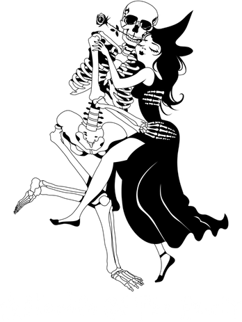 Funny Halloween Afterlife Of The Party Skeleton And Witch Women's Long Sleeve Shirt