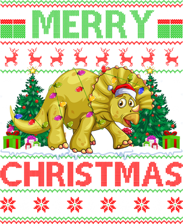 Dinosaur Xmas Lighting Santa Hat Ugly Triceratops Christmas Gift Mousepad