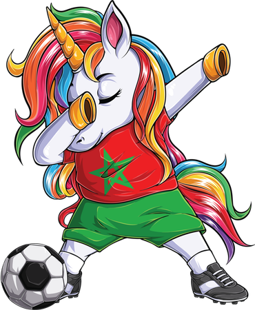 Dab Unicorn Morocco Football Soccer Jersey Moroccan Flag Gift Toddler Long Sleeve