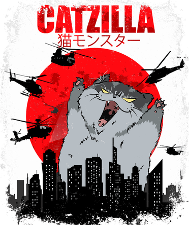 Catzilla Funny Cat Graphic Vintage For Cat Lover Kids Hoodie