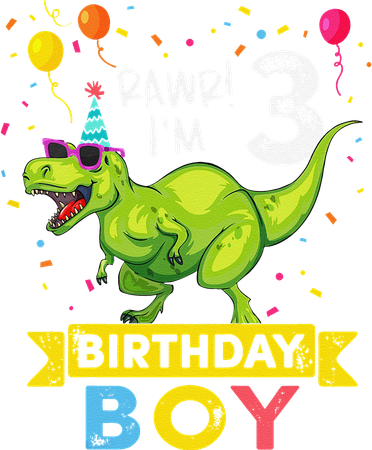 3 Year Old 3rd Birthday Boy T Rex Dinosaur T Button