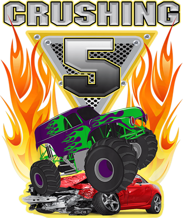 K.i.d.s Monster Truck Crushing being 5 Five Years Old 5th Birthday Women's V-Neck T-Shirt