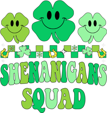 Shenanigans Squad St Patricks Day Boy Shamrock Groovy Retro Button