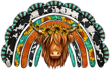 Western Cowhide Serape Turquoise Sunflowers Women's Sweatshirt
