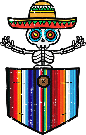 Serape Skeleton Mariachi Pocket Cinco De Mayo Mexican Party Kids Hoodie