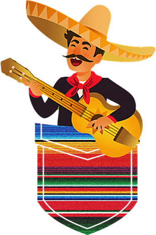 Singing Man Pocket Serape Mexican Fiesta Party Button