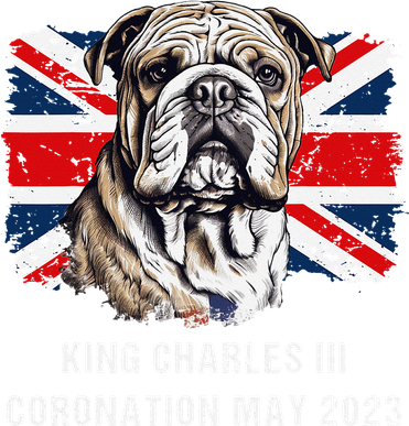 Bulldog Union Jack King Charles Coronation Baby Bodysuit