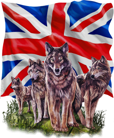 Wolf Family With Union Jack Flag Gift Women's Long Sleeve Shirt