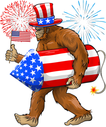4th Of July Bigfoot American Flag Fireworks Sasquatch Santa Hat