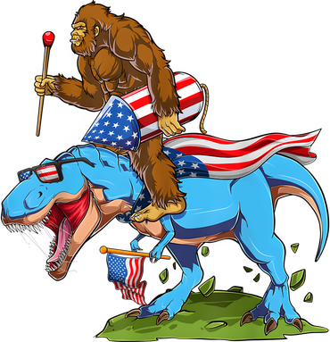 Bigfoot Riding Dinosaur USA Flag 4th Of July America Toddler T-Shirt