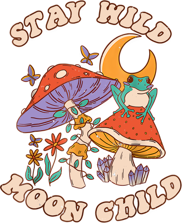 Vintage Retro Stay Wild Moon Child Frog Mushroom Hippie Kids Sweatshirt