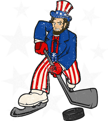 Abraham Lincoln Playing Hockey Funny 4th of July Hockey Hat
